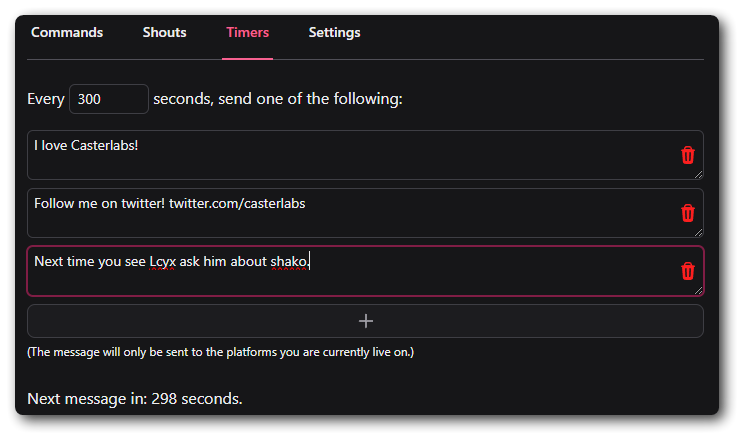 Timers configuration