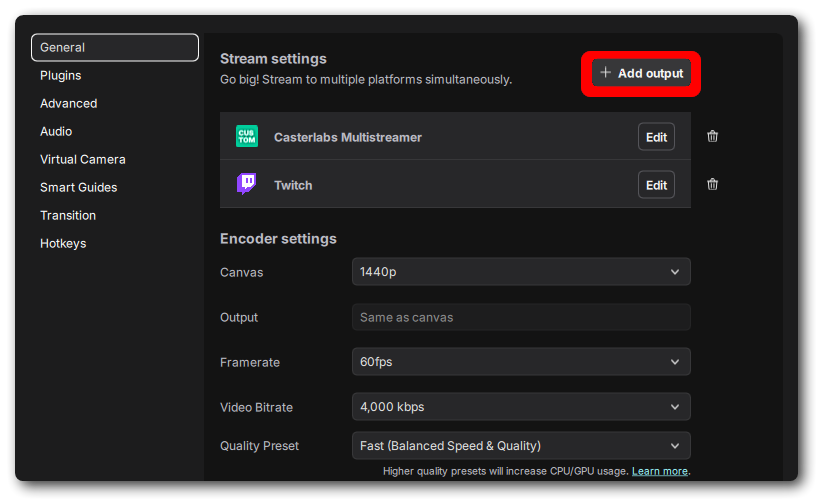 Meld Stream Settings Configuration
